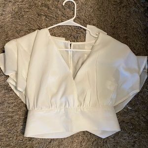 white cropped boutique top
